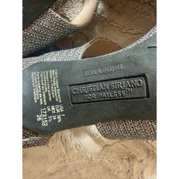Christian Siriano Silver Shimmer Party Pumps 3.5" Heels Open Toe Ankle Strap 7 - Picture 6 of 9